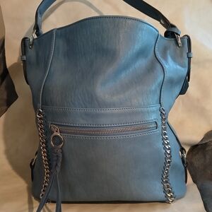 Jessica Simpson Sky Blue Shoulder Bag with Chain Accents